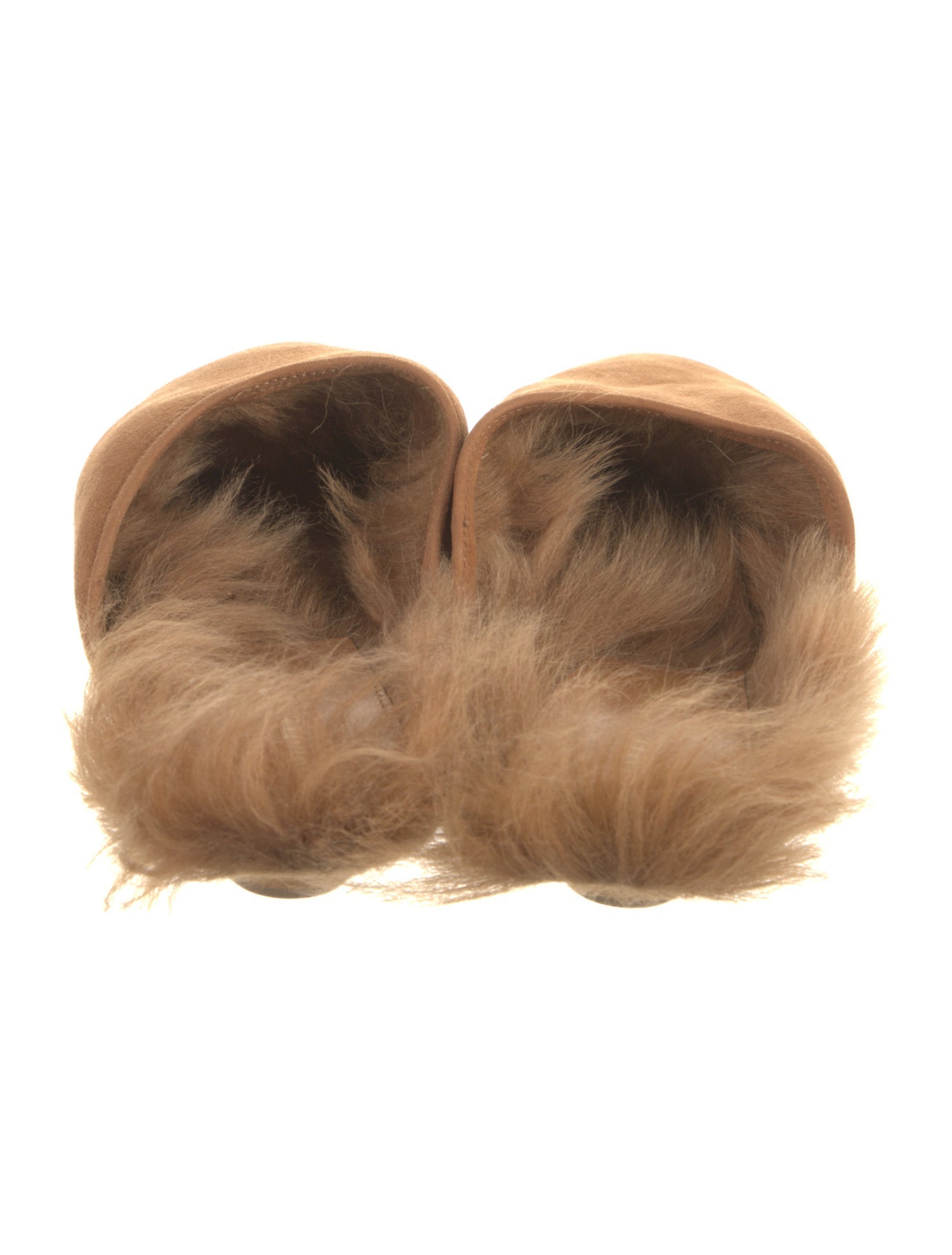 Khaite Suede Faux Fur Trim Mules
